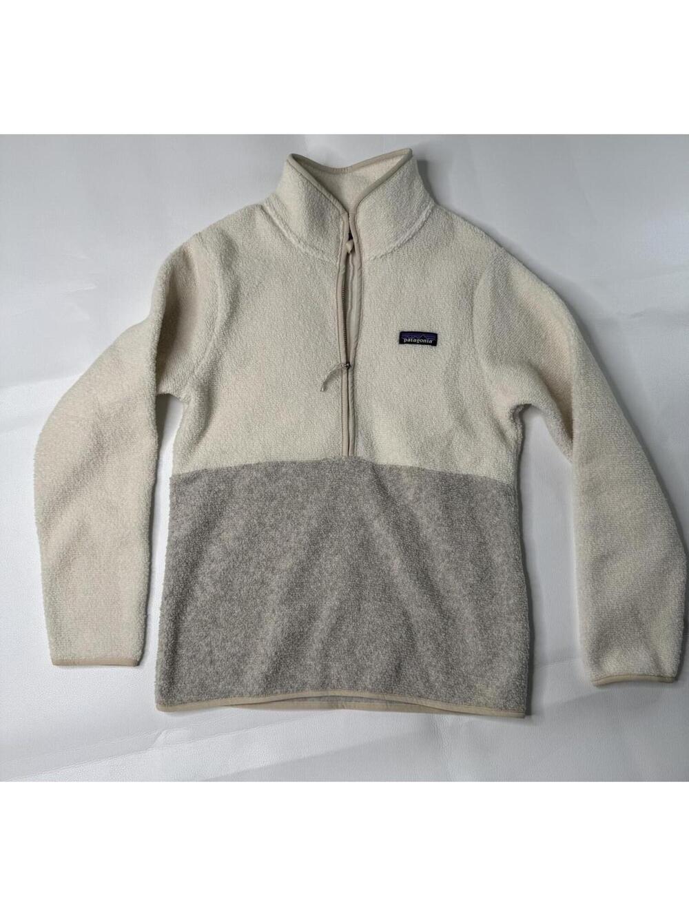 Patagonia Women's Fleece Pullover Half-Zip XS Cream and Gray